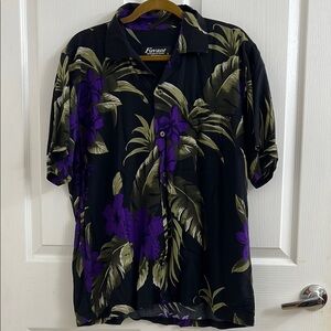 Men's Black and Purple Hawaiian Shirt
